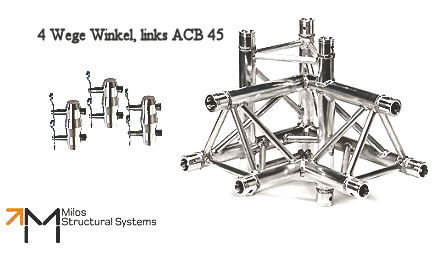 LiteTruss P3-M290, 4 Wege Winkel, links, ACB 45
